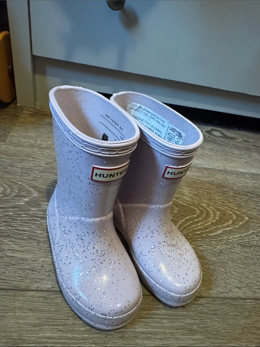 Hunter Kids' Pink Glitter Rain Boots
